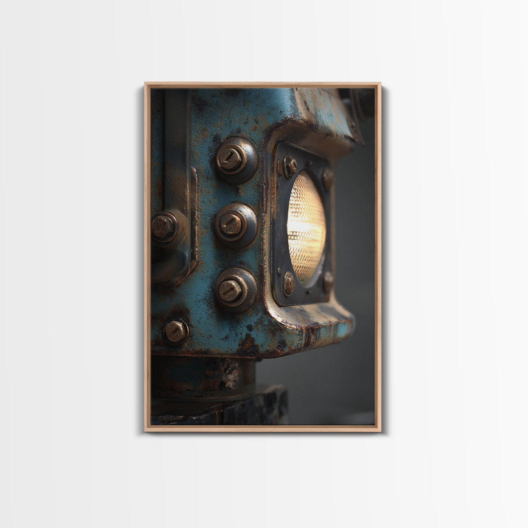 Industrial Lamp with Warm Glow Canvas Print, Industrial Art, Steampunk Decor, Living Room Decor, Foundry, Luxury Decor, IND-2x3-79