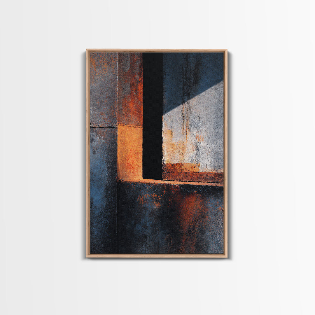 Abstract Smoke and Steel Shapes Framed Canvas Print, Industrial Art, Metal Art, Living Room Decor, Abstract Art, Foundry, IND-2x3-80
