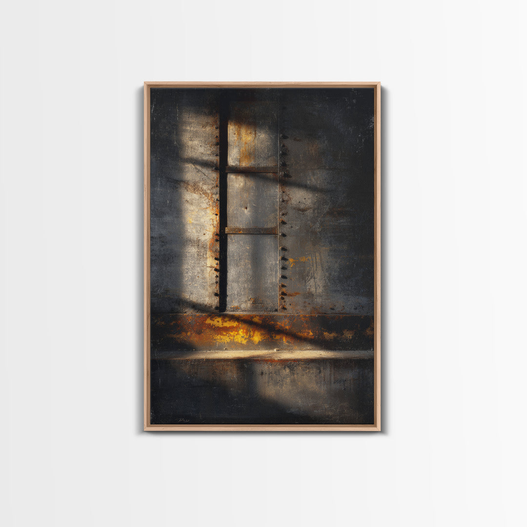 Old Factory Window Canvas Print, Industrial Art, Abstract Wall Art, Living Room Decor, Fine Art, Foundry, Black and White Art, IND-2x3-82