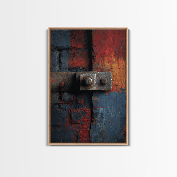 Exposed Brick Texture Abstract Framed Canvas Print, Industrial Art, Wall Art, Living Room Decor, Abstract Art, Foundry, IND-2x3-84