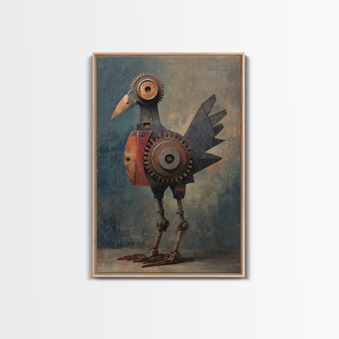 Mechanical Bird Made from Gears Canvas Print, Industrial Art, Boho Decor, Living Room Decor, Fine Art, Foundry, Digital Prints, IND-2x3-99