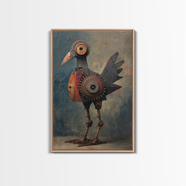 Mechanical Bird Made from Gears Canvas Print, Industrial Art, Boho Decor, Living Room Decor, Fine Art, Foundry, Digital Prints, IND-2x3-99