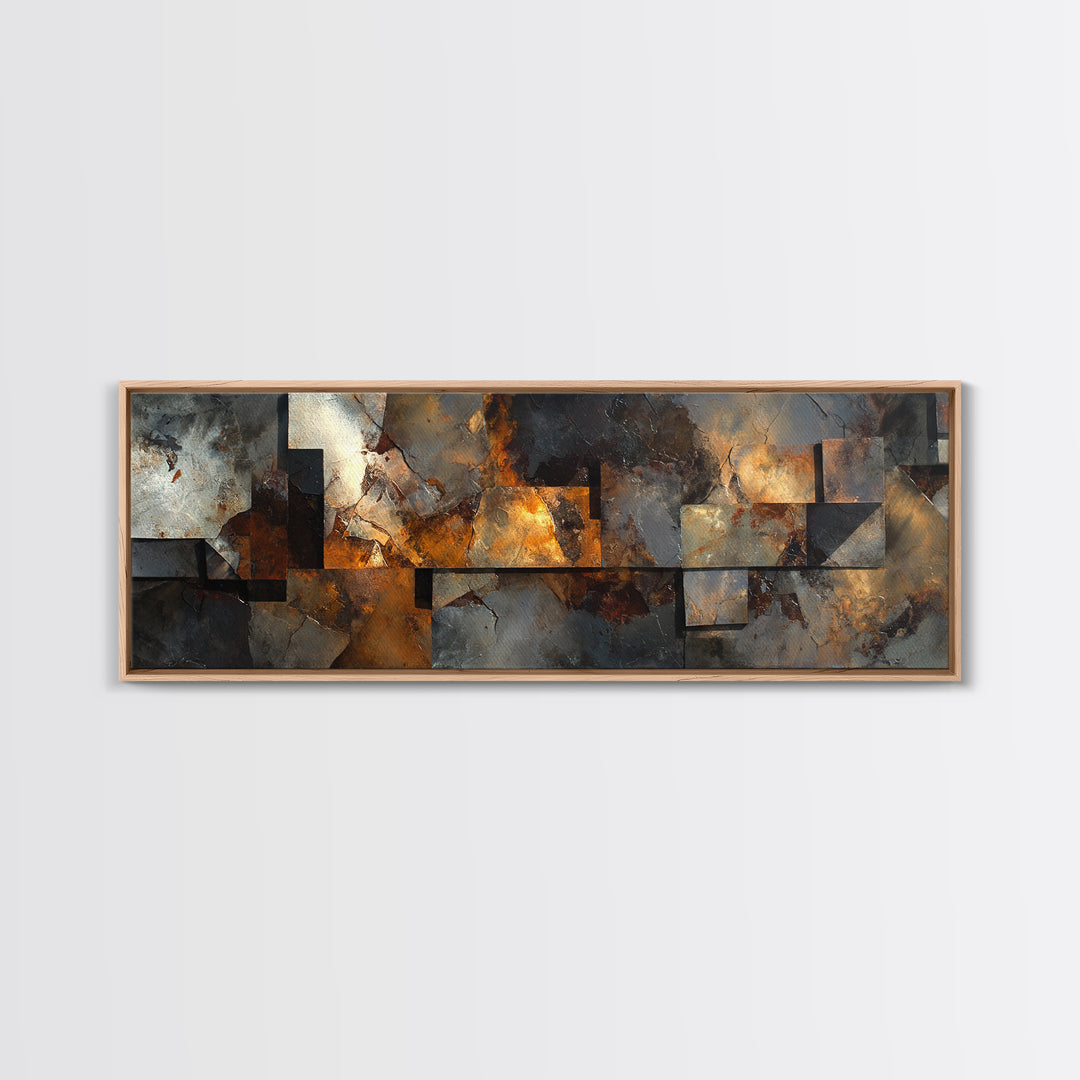 Abstract Smoke and Steel Shapes Canvas Print, Industrial Art, Modern Decor, Living Room Decor, Fine Art, Foundry, Wall Decor, IND-3x1-40