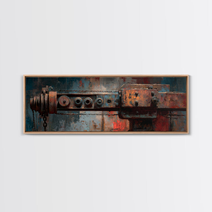 Warehouse Crane Silhouette Canvas Print, Industrial Art, Abstract Wall Art, Living Room Decor, Foundry, Black and White Art, IND-3x1-71