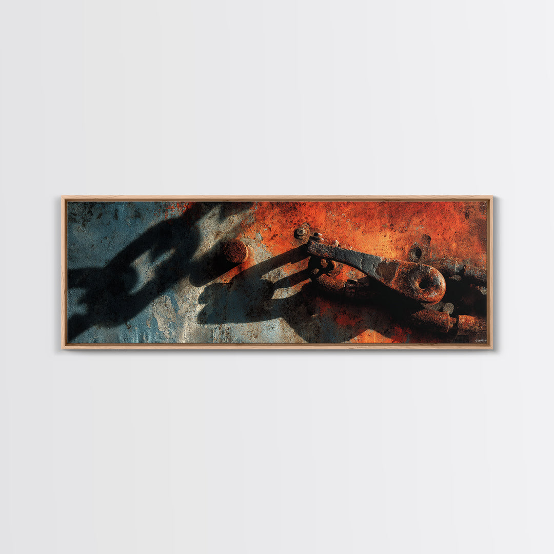 Chain and Hook Still Life Canvas Print, Industrial Art, Steampunk Decor, Living Room Decor, Fine Art, Foundry, Luxury Decor, IND-3x1-8