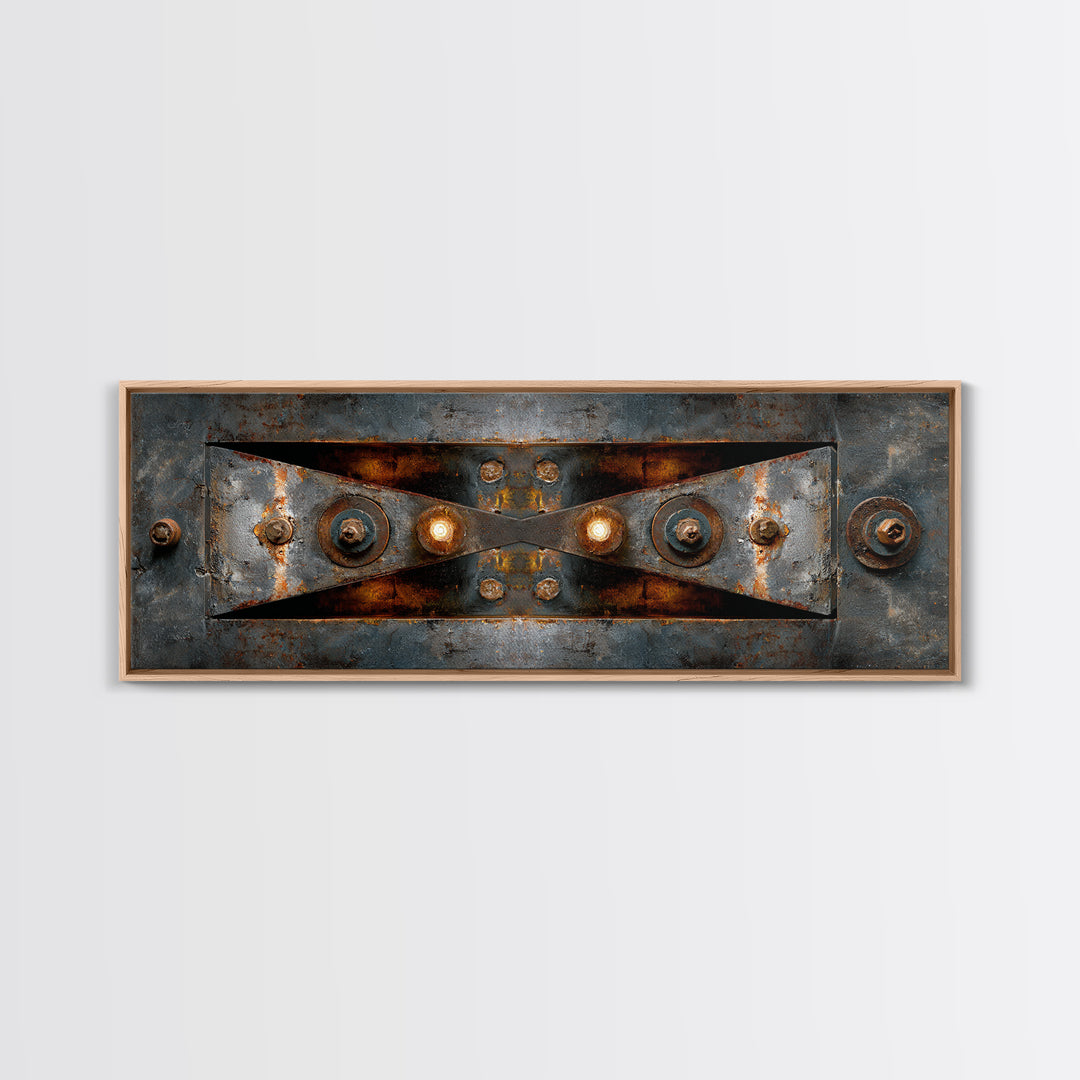 Steel Beams Crossing Like Abstract Lines Framed Canvas Print, Industrial Art, Living Room Art, Living Room Decor, Foundry, IND-3x1-9