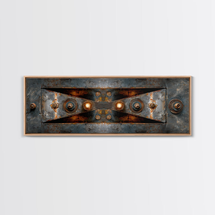 Steel Beams Crossing Like Abstract Lines Framed Canvas Print, Industrial Art, Living Room Art, Living Room Decor, Foundry, IND-3x1-9