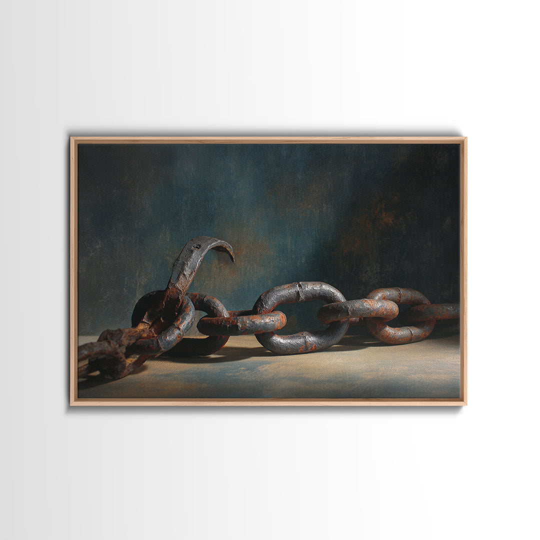 Chain and Hook Still Life Framed Canvas Print, Industrial Art, Fine Art Print, Living Room Decor, Fine Art, Foundry, Wall Decor, IND-3x2-20