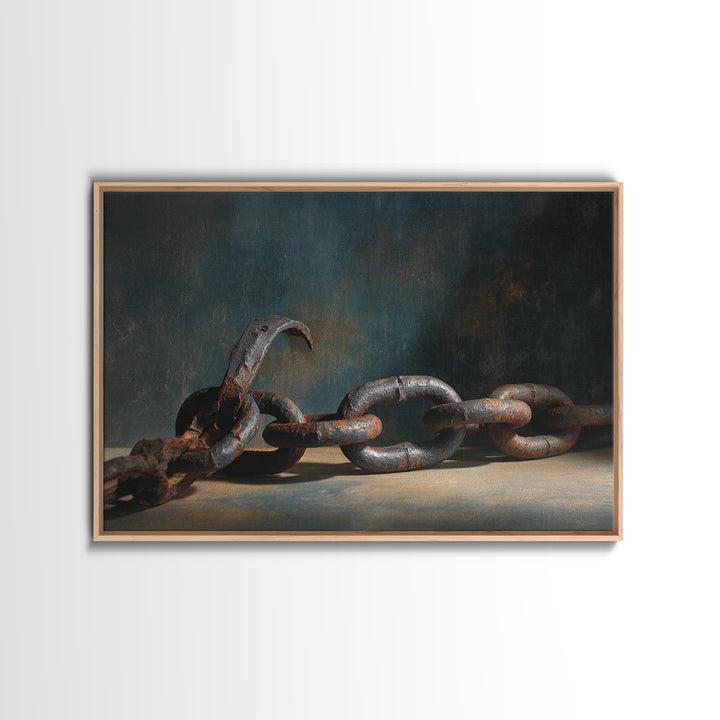 Chain and Hook Still Life Framed Canvas Print, Industrial Art, Fine Art Print, Living Room Decor, Fine Art, Foundry, Wall Decor, IND-3x2-20