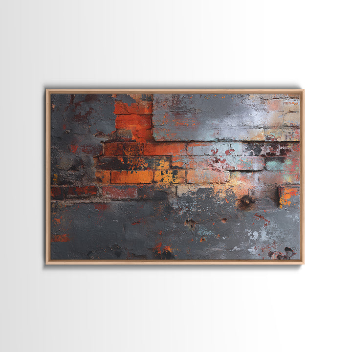 Exposed Brick Texture Abstract Canvas Print, Industrial Art, Digital Prints, Living Room Decor, Abstract Art, Foundry, IND-3x2-56