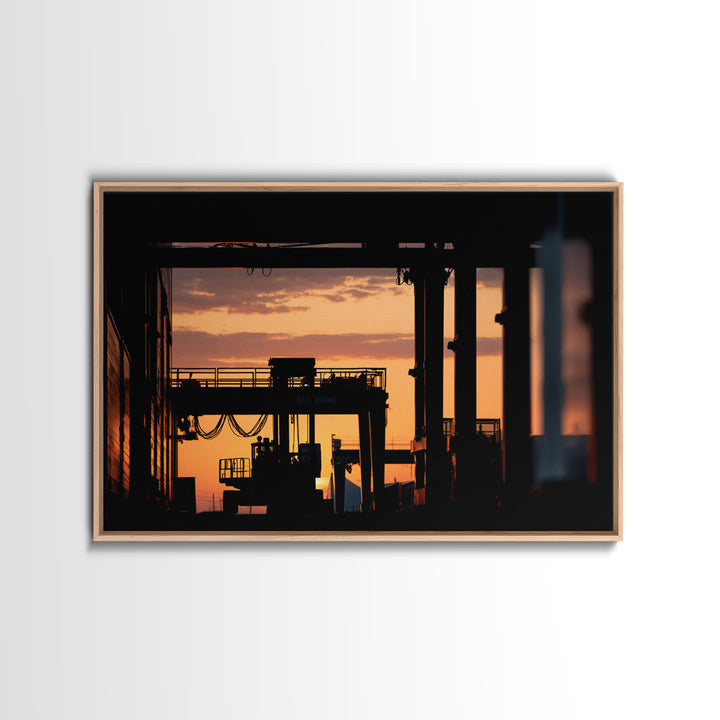 Warehouse Crane Silhouette Canvas Print, Industrial Art, Steampunk Decor, Living Room Decor, Fine Art, Foundry, Luxury Decor, IND-3x2-83