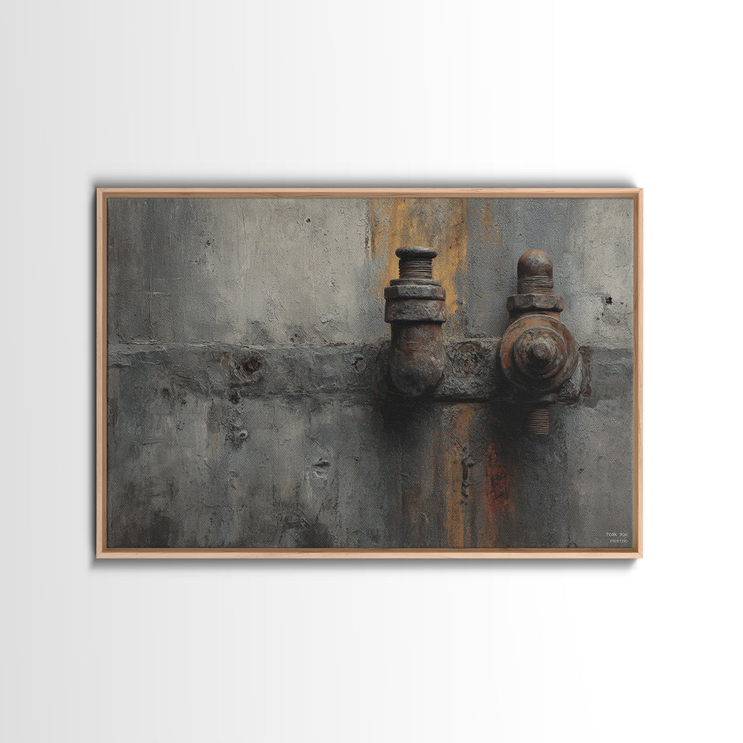 Concrete Wall Abstract Framed Canvas Print, Industrial Art, Wall Art, Living Room Decor, Abstract Art, Foundry, Original Art, IND-3x2-85