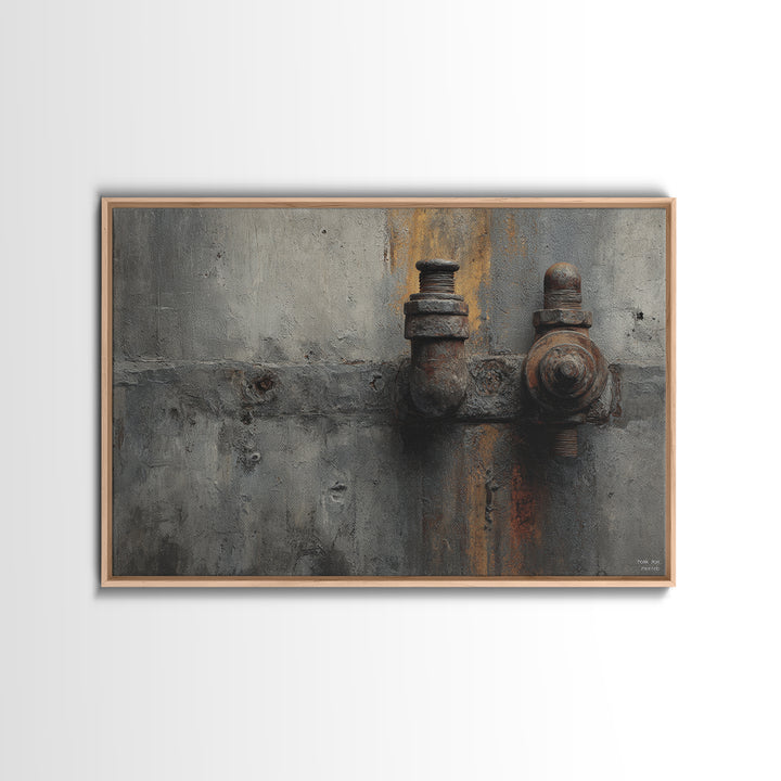 Concrete Wall Abstract Framed Canvas Print, Industrial Art, Wall Art, Living Room Decor, Abstract Art, Foundry, Original Art, IND-3x2-85