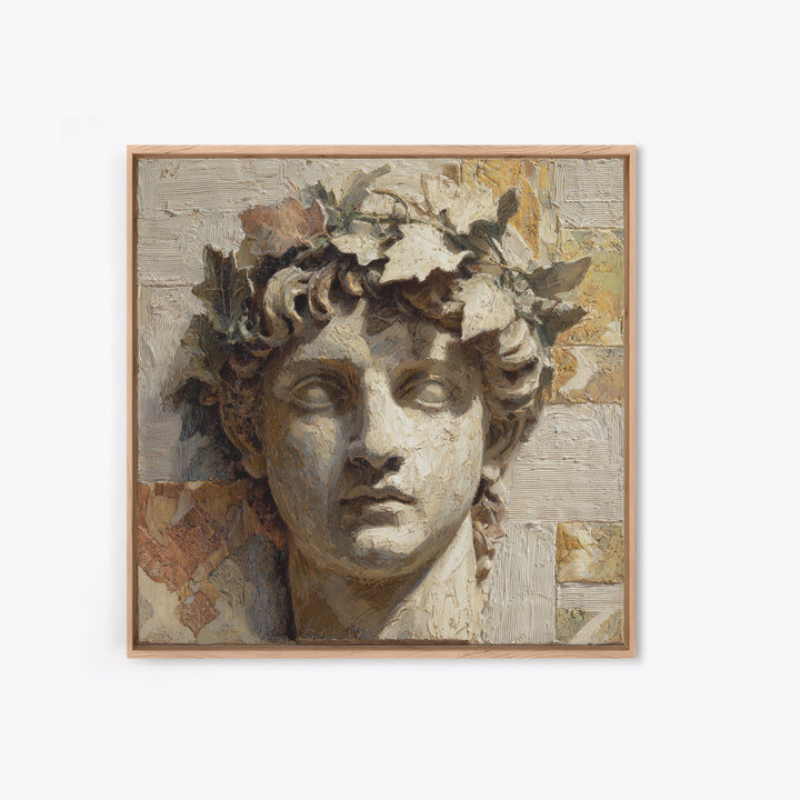 Classic Roman Statue Bust Framed Canvas Print, Italian Villa Art, Oil Painting, Living Room Decor, Villa, Farmhouse Wall Art, IVA-1x1-12