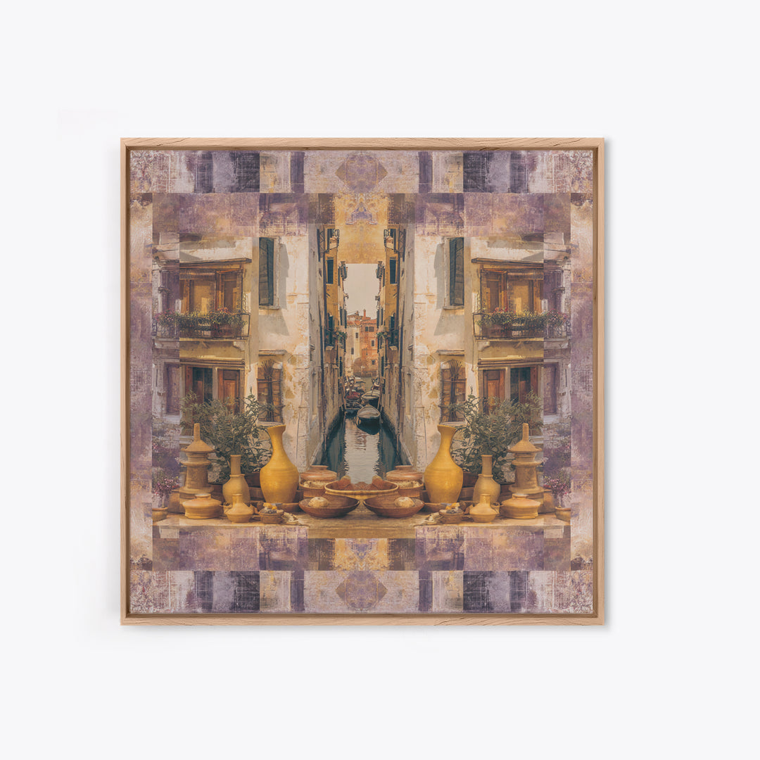 Venetian Canal Reflection Without City Crowd Canvas Print, Italian Villa Art, Large Wall Art, Living Room Decor, Villa, IVA-1x1-20