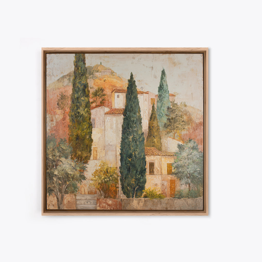 Tuscan Hillside with Cypress Trees and Golden Canvas Print, Italian Villa Art, Living Room Art, Living Room Decor, Villa, IVA-1x1-25