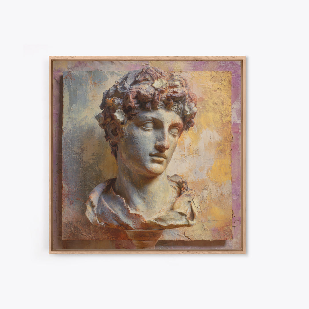 Classic Roman Statue Bust Canvas Print, Italian Villa Art, Living Room Decor, Watercolor Art, Villa, Living Room Art, IVA-1x1-36