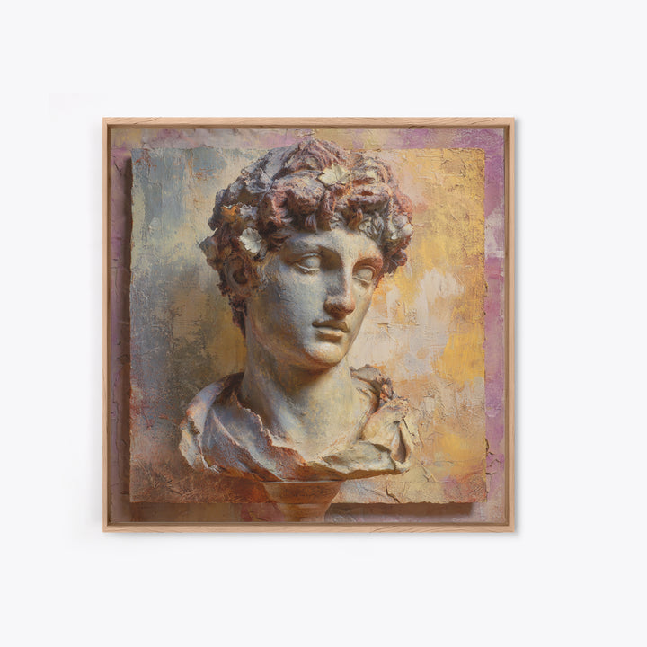 Classic Roman Statue Bust Canvas Print, Italian Villa Art, Living Room Decor, Watercolor Art, Villa, Living Room Art, IVA-1x1-36