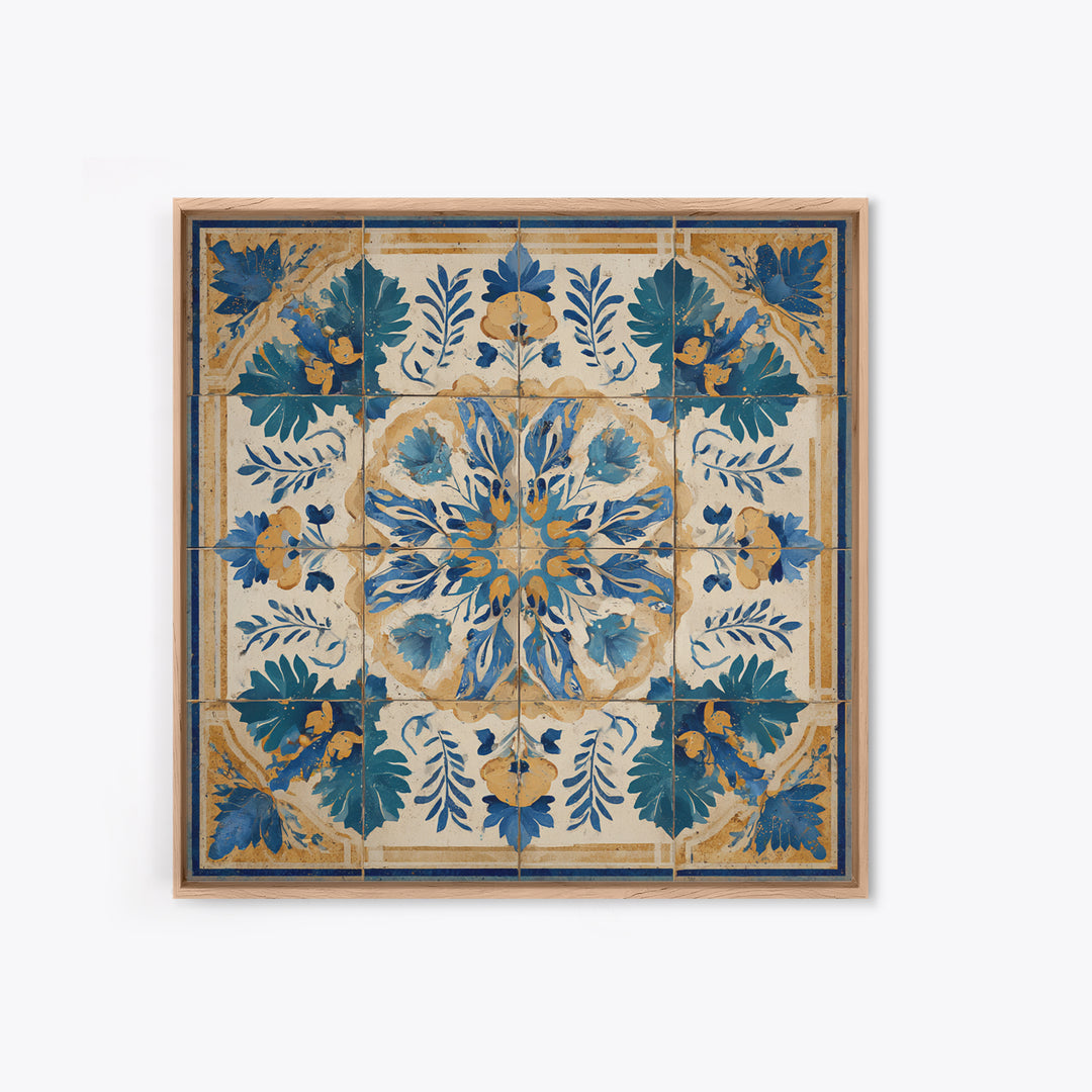 Italian Tile Pattern Framed Canvas Print, Italian Villa Art, Digital Download Art, Living Room Decor, Fine Art, Villa, IVA-1x1-41