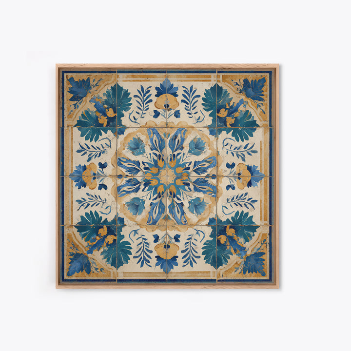 Italian Tile Pattern Framed Canvas Print, Italian Villa Art, Digital Download Art, Living Room Decor, Fine Art, Villa, IVA-1x1-41