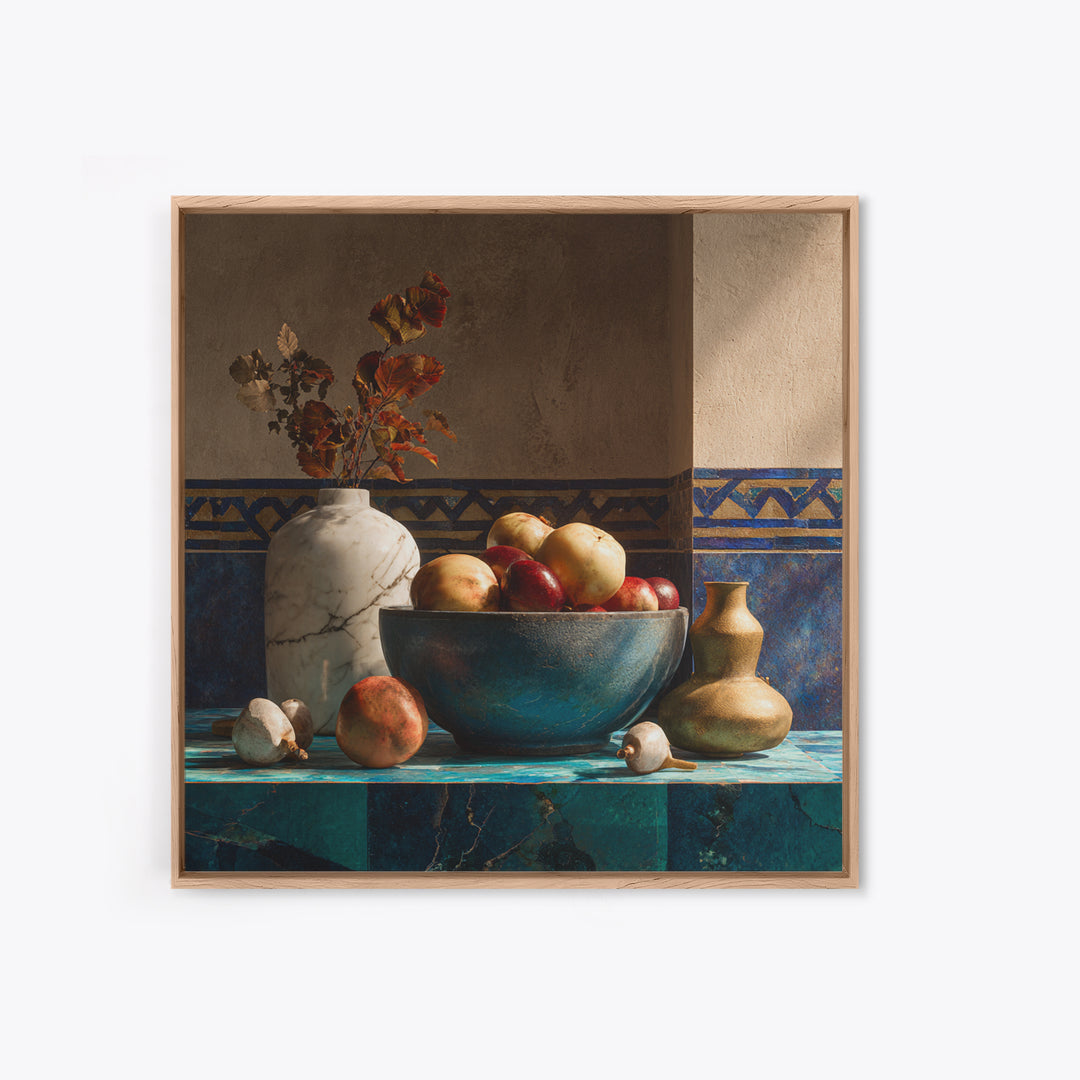 Marble Fruit Still Life Framed Canvas Print, Italian Villa Art, Bedroom Wall Art, Living Room Decor, Fine Art, Villa, IVA-1x1-47