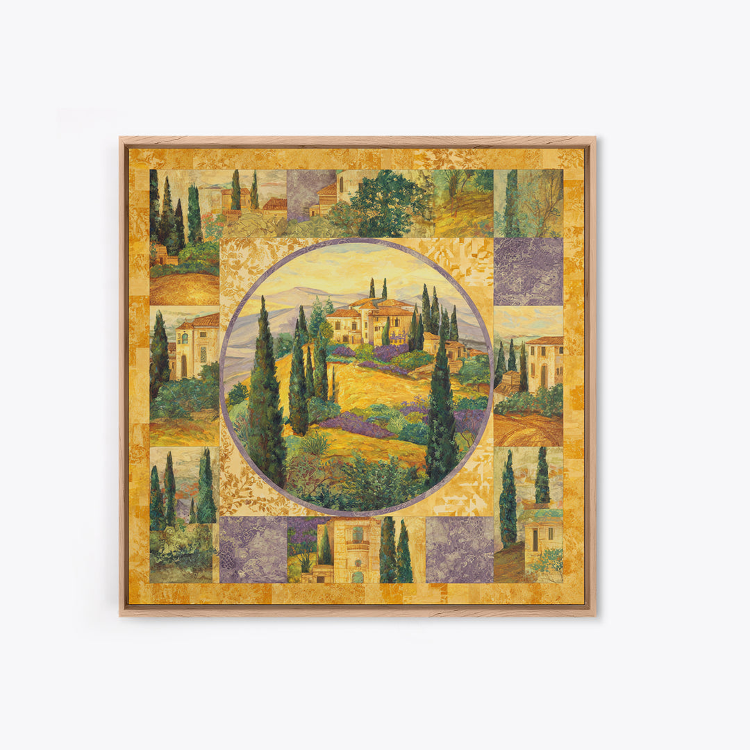 Tuscan Hillside with Cypress Trees and Golden Canvas Print, Italian Villa Art, Living Room Art, Living Room Decor, Villa, IVA-1x1-49