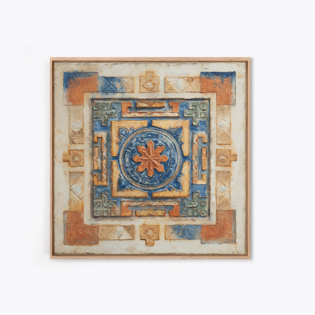Italian Tile Pattern Framed Canvas Print, Italian Villa Art, Digital Download Art, Living Room Decor, Fine Art, Villa, IVA-1x1-65