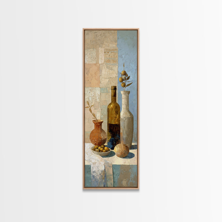 White Wine and Olives Still Life Canvas Print, Italian Villa Art, Wall Art Prints, Living Room Decor, Fine Art, Villa, IVA-1x3-100