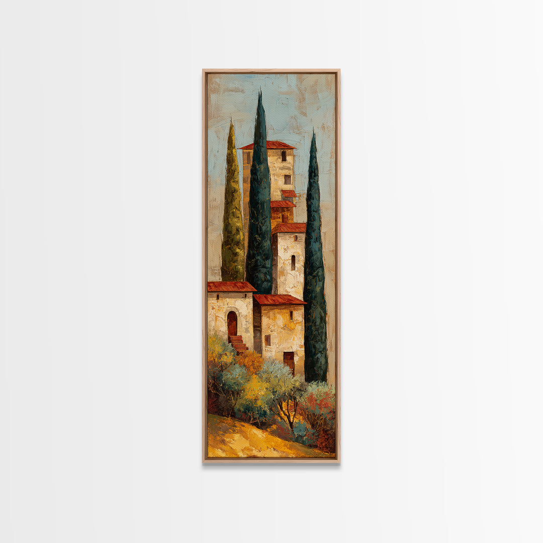 Tuscan Hillside with Cypress Trees and Golden Canvas Print, Italian Villa Art, Living Room Art, Living Room Decor, Villa, IVA-1x3-13
