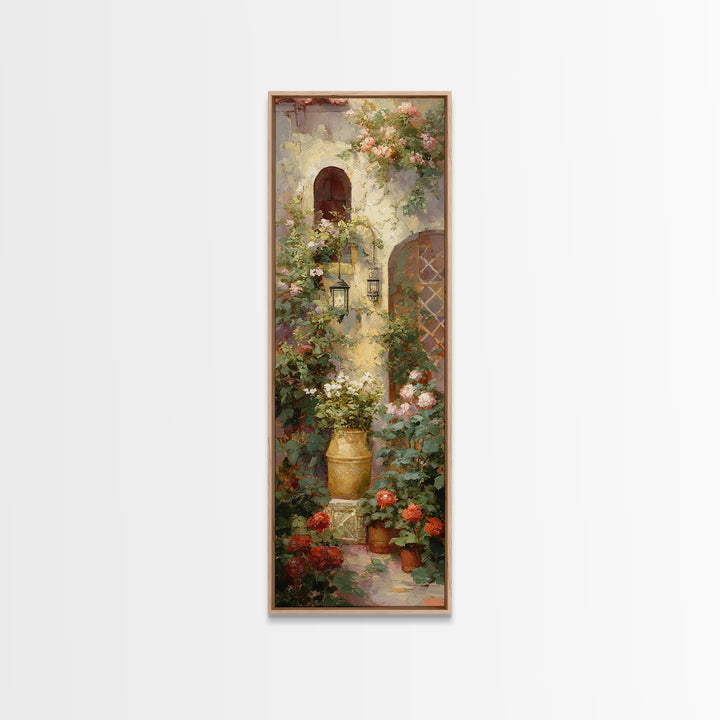 Italian Villa Garden Urn Canvas Print, Italian Villa Art, Landscape Art, Living Room Decor, Oil Painting, Villa, IVA-1x3-18