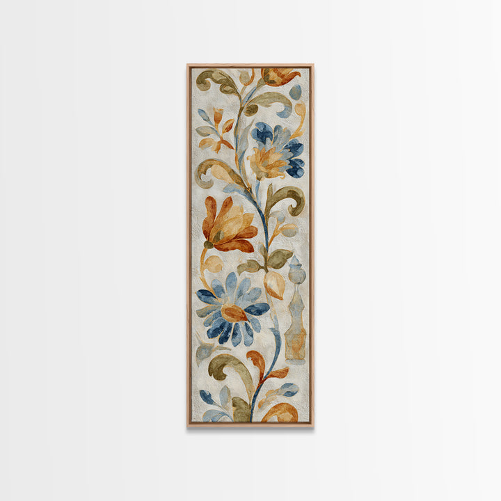 Florentine Floral Ornament Pattern Canvas Print, Italian Villa Art, Coastal Wall Art, Living Room Decor, Oil Painting, Villa, IVA-1x3-22
