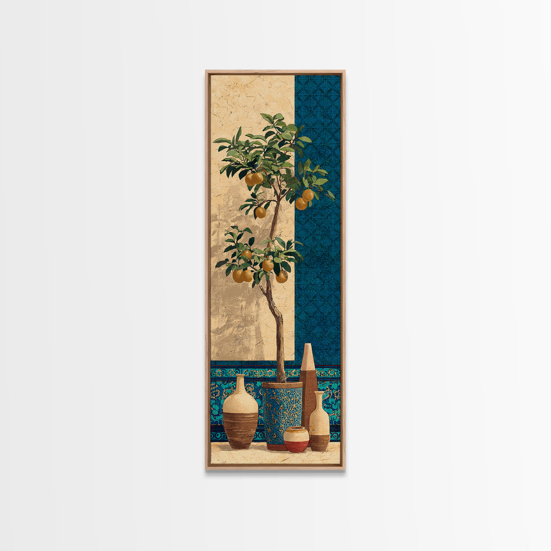 Orange Tree in a Courtyard Planter Canvas Print, Italian Villa Art, Coastal Decor, Living Room Decor, Fine Art, Villa, IVA-1x3-26