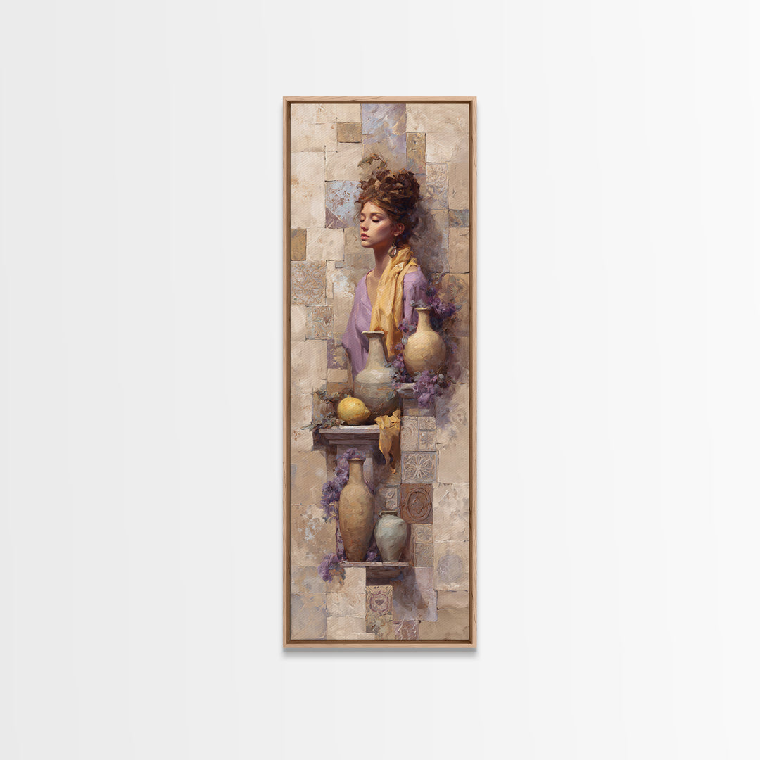 Renaissance Inspired Portrait with Modern Softness Canvas Print, Italian Villa Art, Landscape Painting, Living Room Decor, IVA-1x3-30