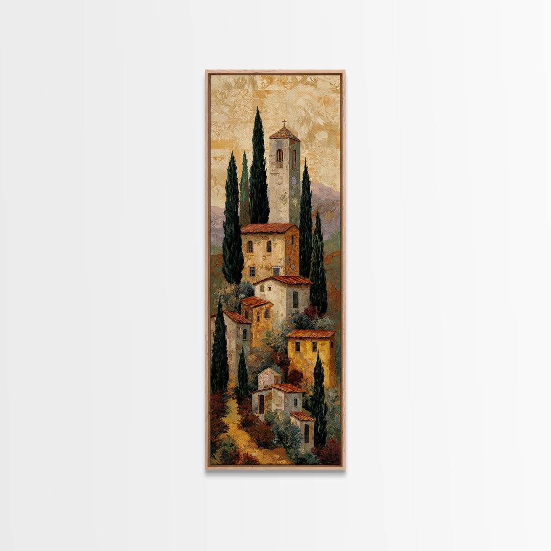 Tuscan Hillside with Cypress Trees and Golden Canvas Print, Italian Villa Art, Living Room Art, Living Room Decor, Villa, IVA-1x3-37