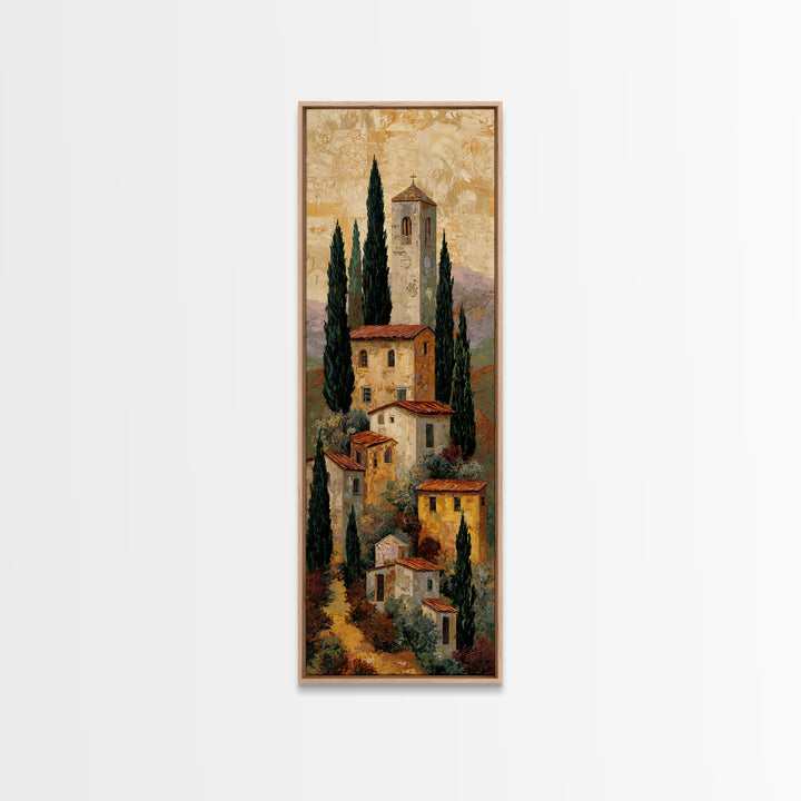 Tuscan Hillside with Cypress Trees and Golden Canvas Print, Italian Villa Art, Living Room Art, Living Room Decor, Villa, IVA-1x3-37