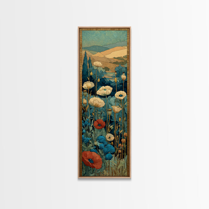 Tuscan Poppy Field Canvas Print, Italian Villa Art, Art Print, Living Room Decor, Abstract Art, Villa, Printable Art, IVA-1x3-51
