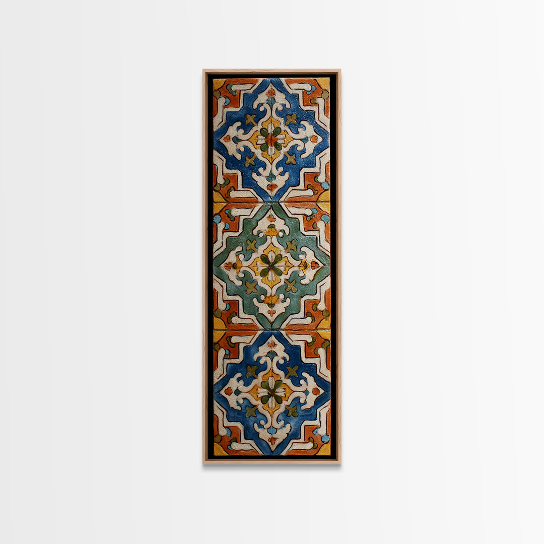 Italian Tile Pattern Framed Canvas Print, Italian Villa Art, Digital Download Art, Living Room Decor, Fine Art, Villa, IVA-1x3-53
