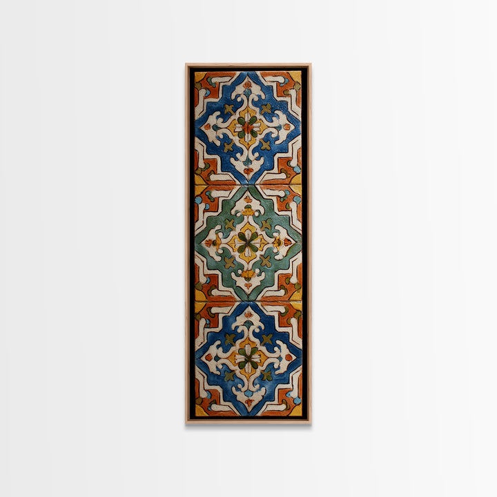Italian Tile Pattern Framed Canvas Print, Italian Villa Art, Digital Download Art, Living Room Decor, Fine Art, Villa, IVA-1x3-53