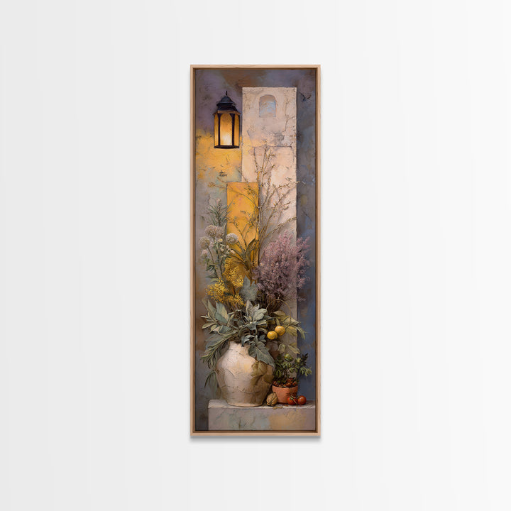 Pasta Herbs and Tomatoes Still Life Canvas Print, Italian Villa Art, Fine Art Print, Living Room Decor, Oil Painting, Villa, IVA-1x3-55
