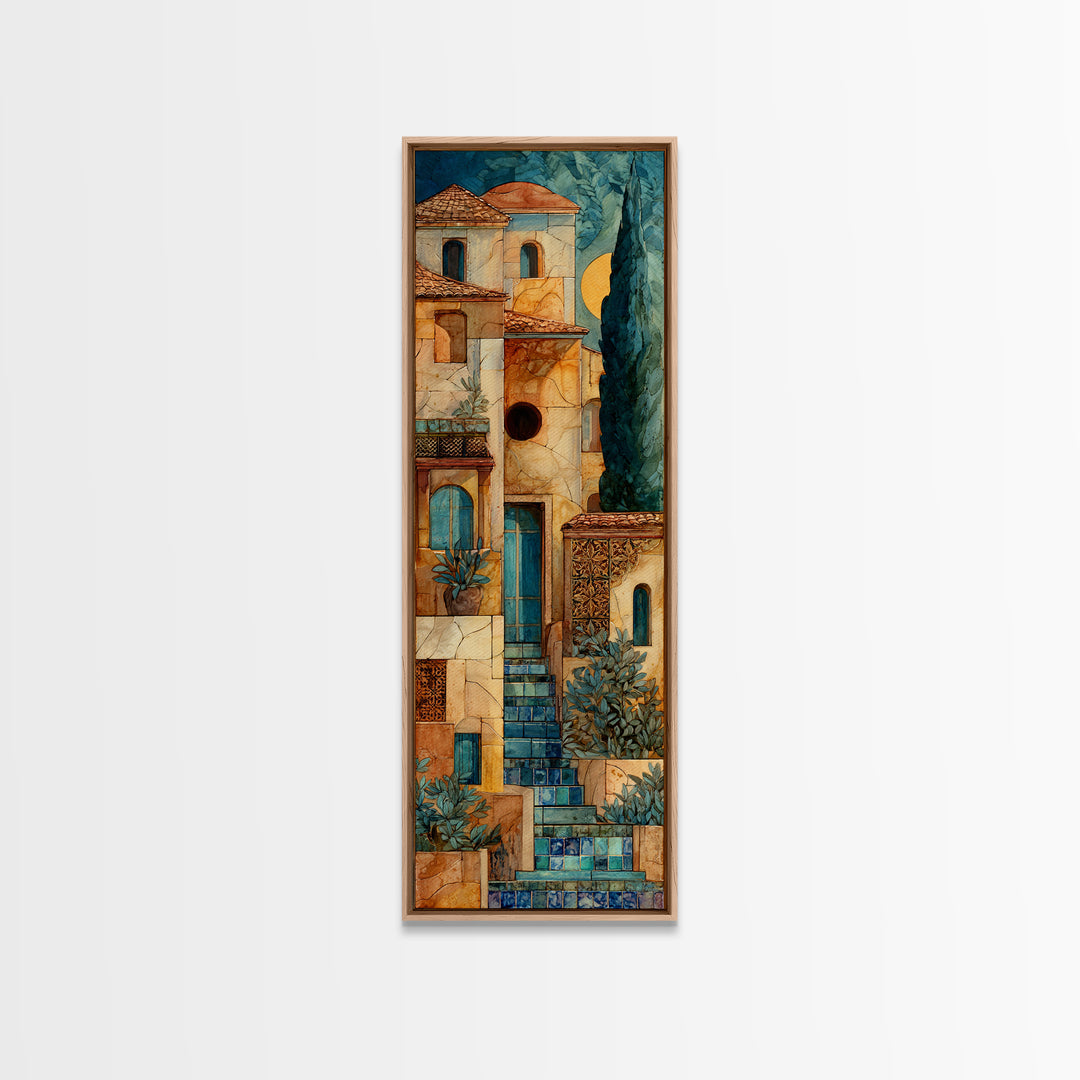 Cypress Silhouette at Sunset Canvas Print, Italian Villa Art, Coastal Wall Decor, Living Room Decor, Abstract Art, Villa, IVA-1x3-57