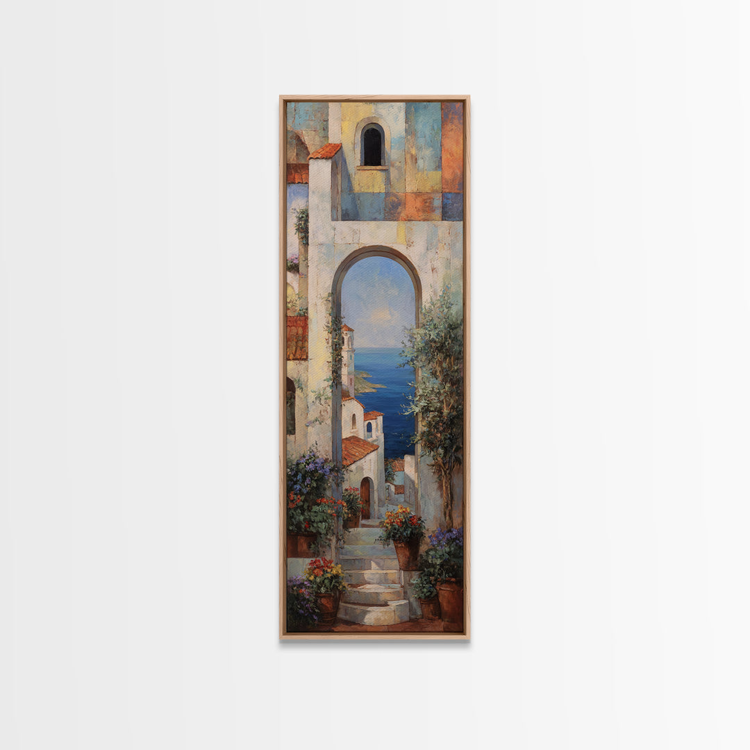 Mediterranean Arch Framing Blue Sea Canvas Print, Italian Villa Art, Luxury Decor, Living Room Decor, Fine Art, Villa, IVA-1x3-68