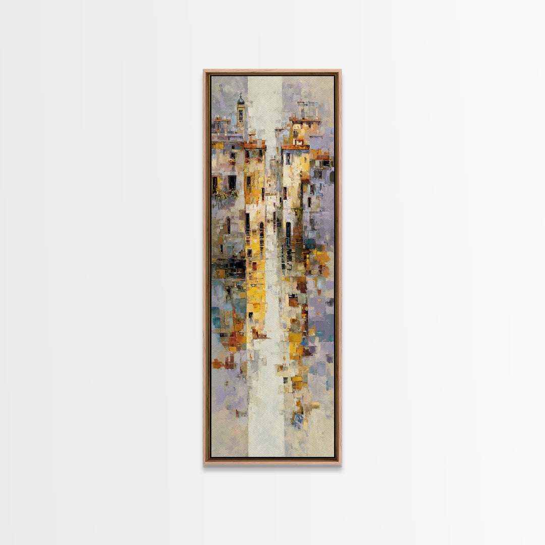 Venetian Canal Reflection Without City Crowd Canvas Print, Italian Villa Art, Textured Painting, Living Room Decor, Villa, IVA-1x3-80