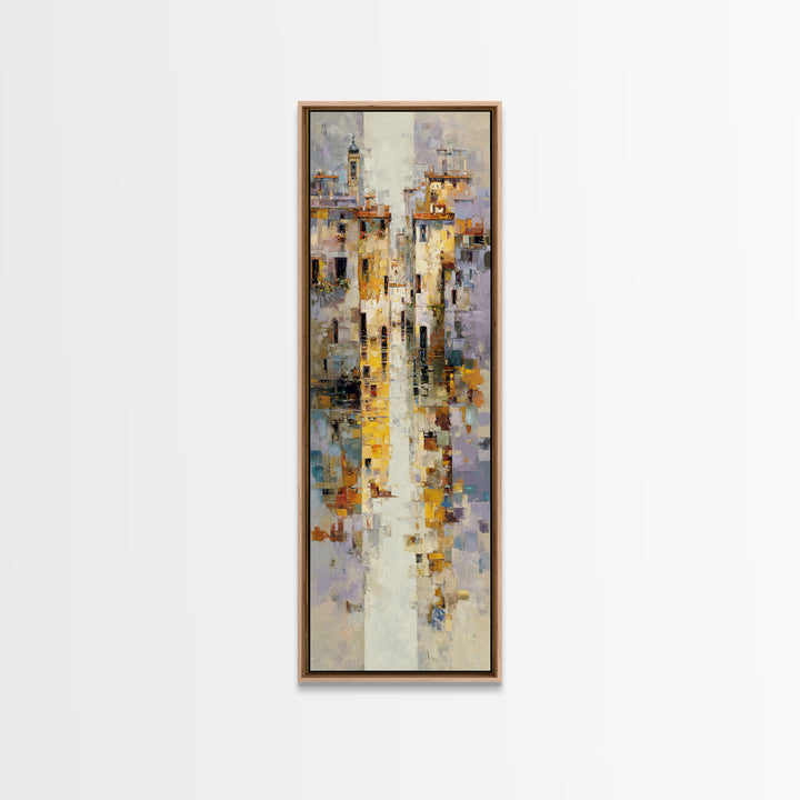 Venetian Canal Reflection Without City Crowd Canvas Print, Italian Villa Art, Textured Painting, Living Room Decor, Villa, IVA-1x3-80