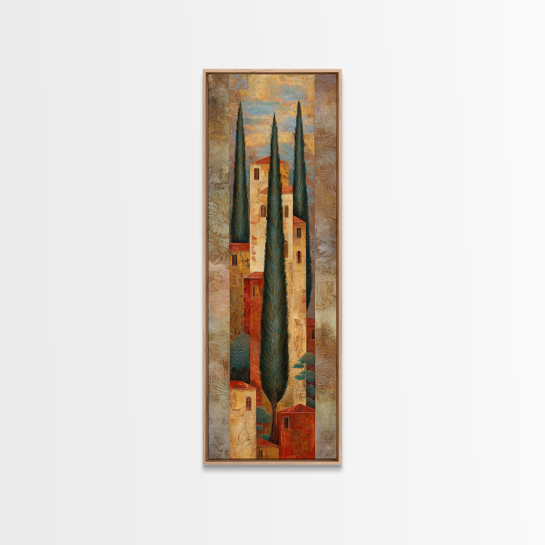 Tuscan Hillside with Cypress Trees and Golden Canvas Print, Italian Villa Art, Wall Decor, Living Room Decor, Fine Art, Villa, IVA-1x3-85