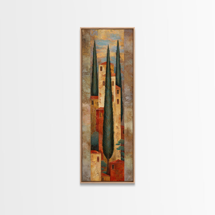 Tuscan Hillside with Cypress Trees and Golden Canvas Print, Italian Villa Art, Wall Decor, Living Room Decor, Fine Art, Villa, IVA-1x3-85