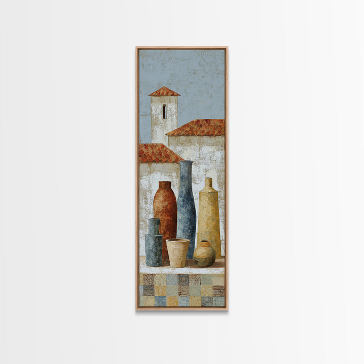 Terracotta Rooftops Against Pale Sky Canvas Print, Italian Villa Art, Minimalist Decor, Living Room Decor, Fine Art, Villa, IVA-1x3-88