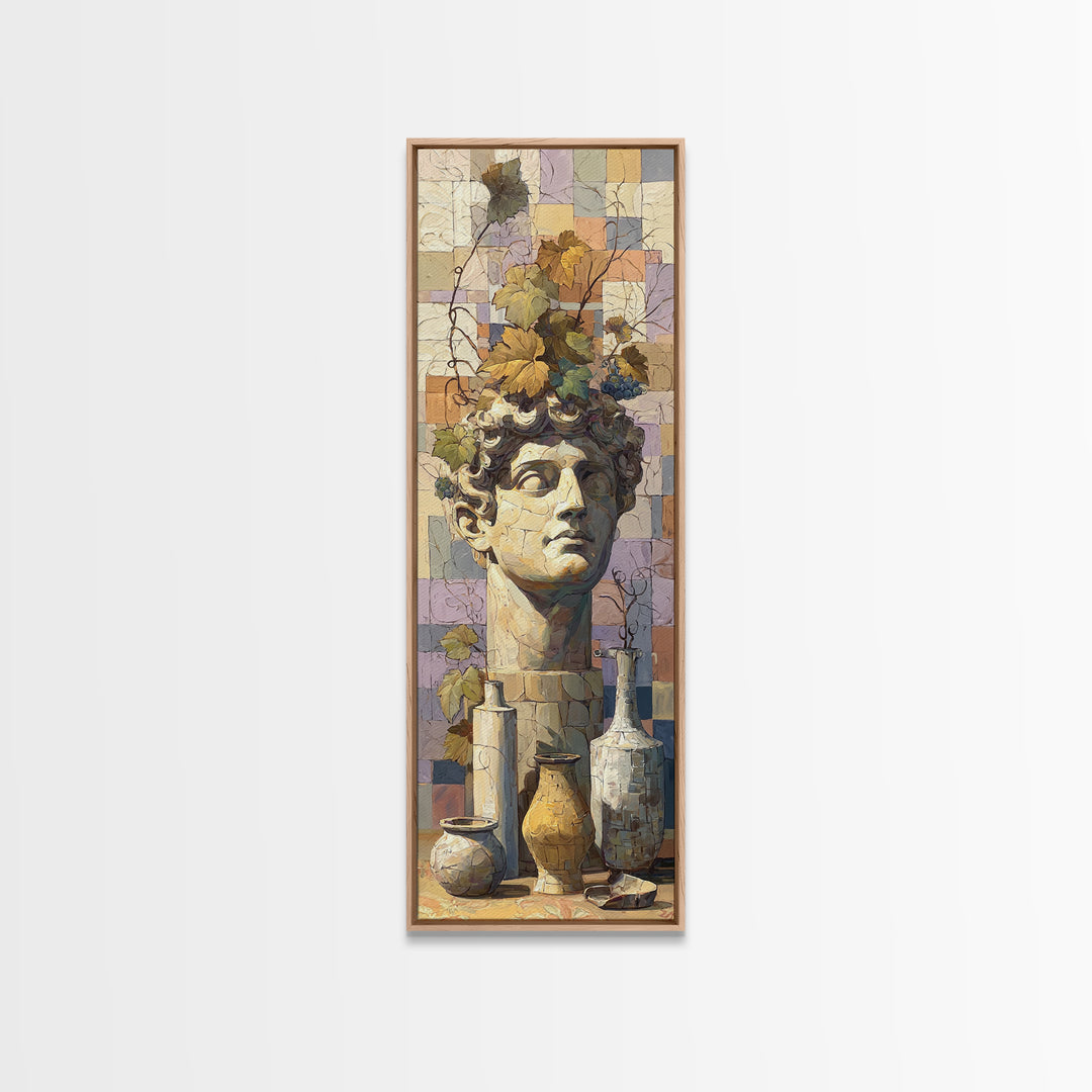 Classic Roman Statue Bust Framed Canvas Print, Italian Villa Art, Printable Wall Art, Living Room Decor, Abstract Art, Villa, IVA-1x3-96
