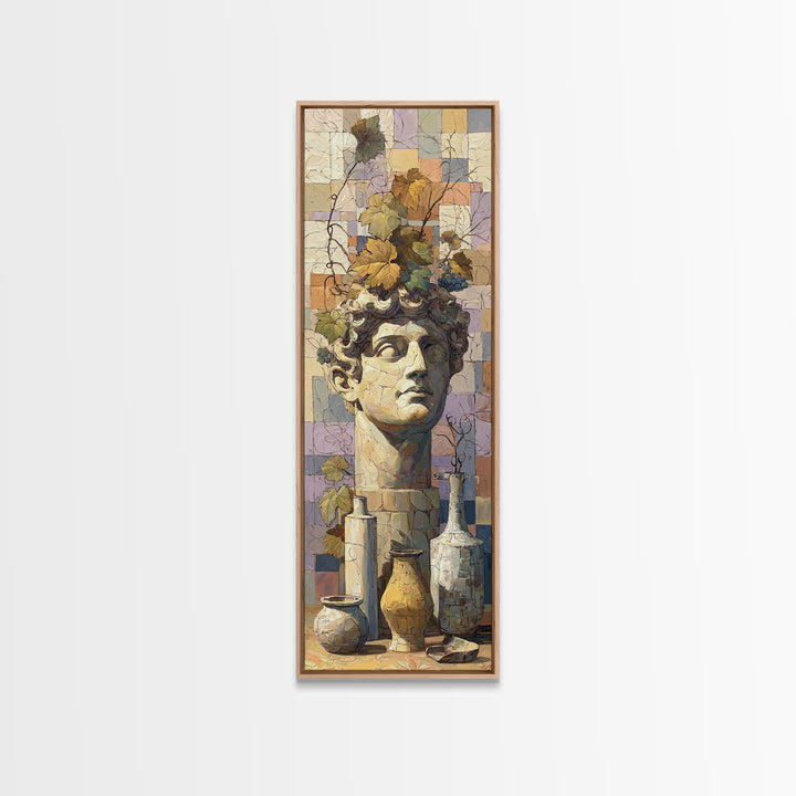 Classic Roman Statue Bust Framed Canvas Print, Italian Villa Art, Printable Wall Art, Living Room Decor, Abstract Art, Villa, IVA-1x3-96