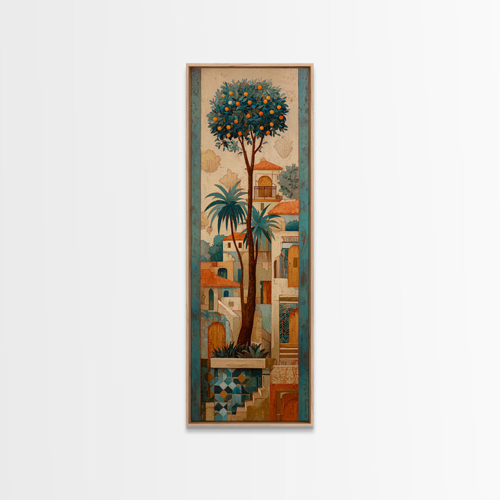Orange Tree in a Courtyard Planter Canvas Print, Italian Villa Art, Rustic Home Decor, Living Room Decor, Fine Art, Villa, IVA-1x3-98