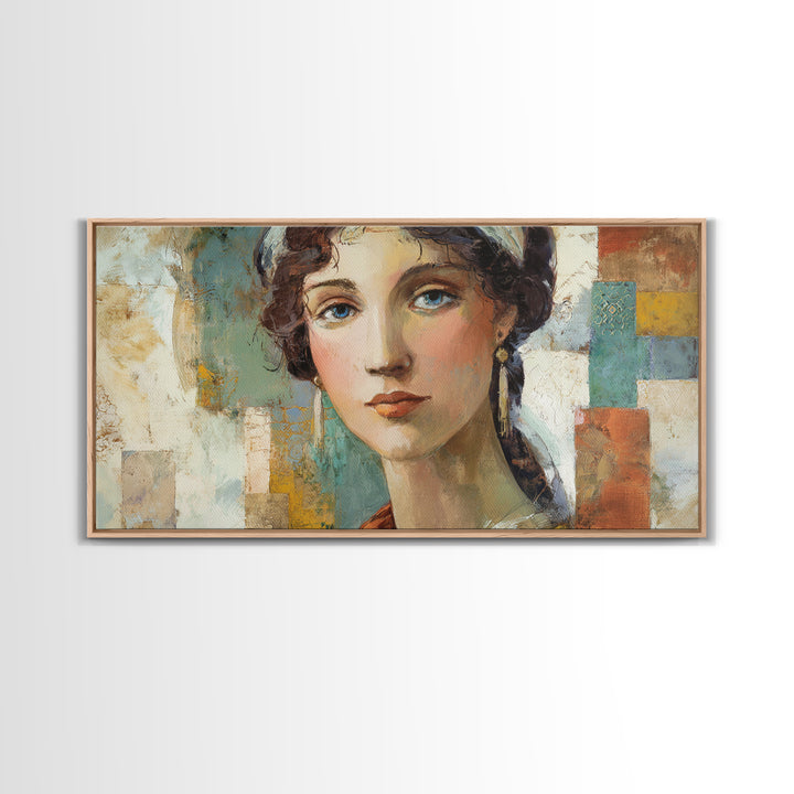 Renaissance Inspired Portrait with Modern Softness Canvas Print, Italian Villa Art, Landscape Print, Living Room Decor, Villa, IVA-2x1-14
